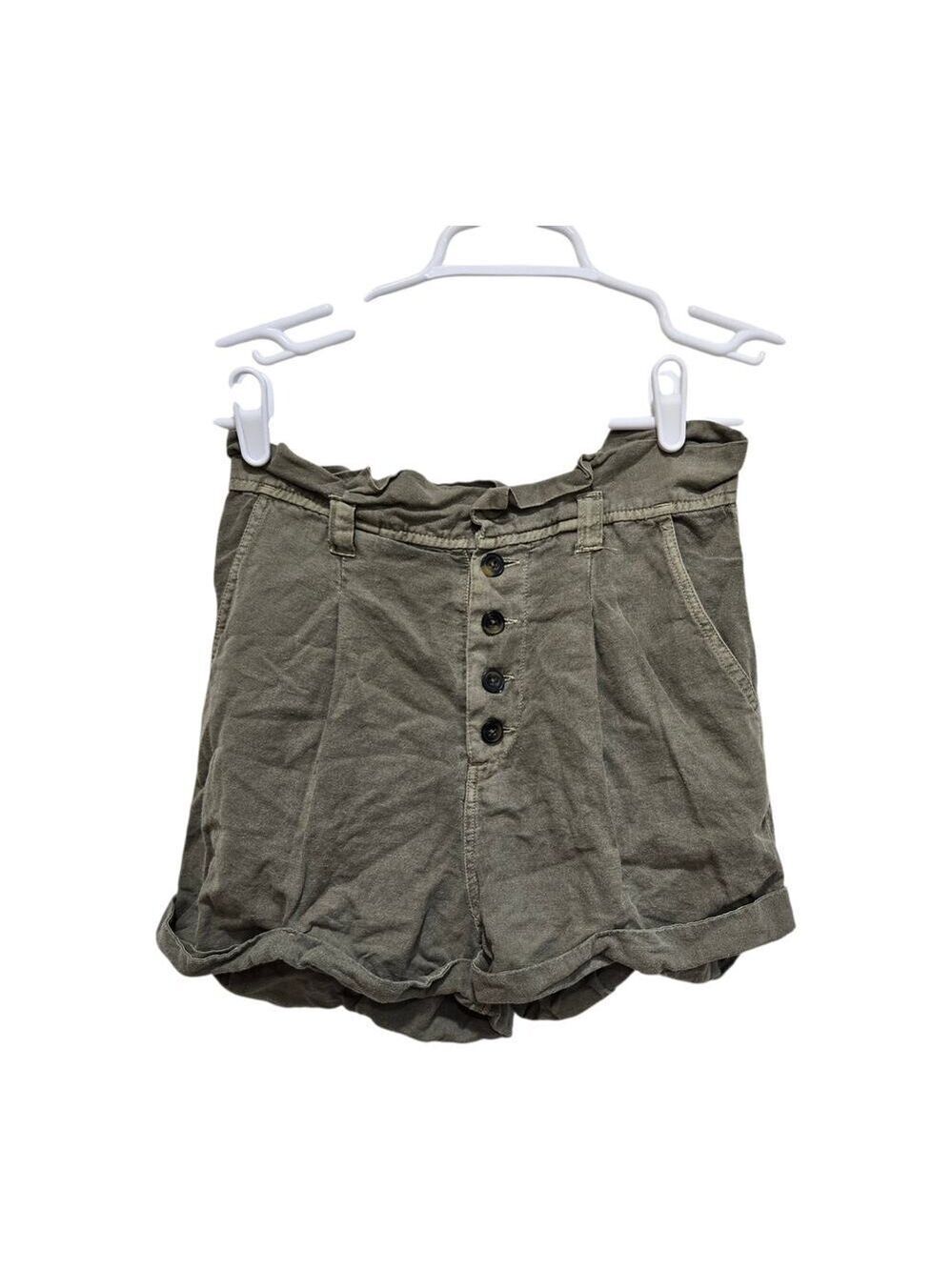 Billabong Olive Paperbag Shorts Size 26 Linen Blend Casual